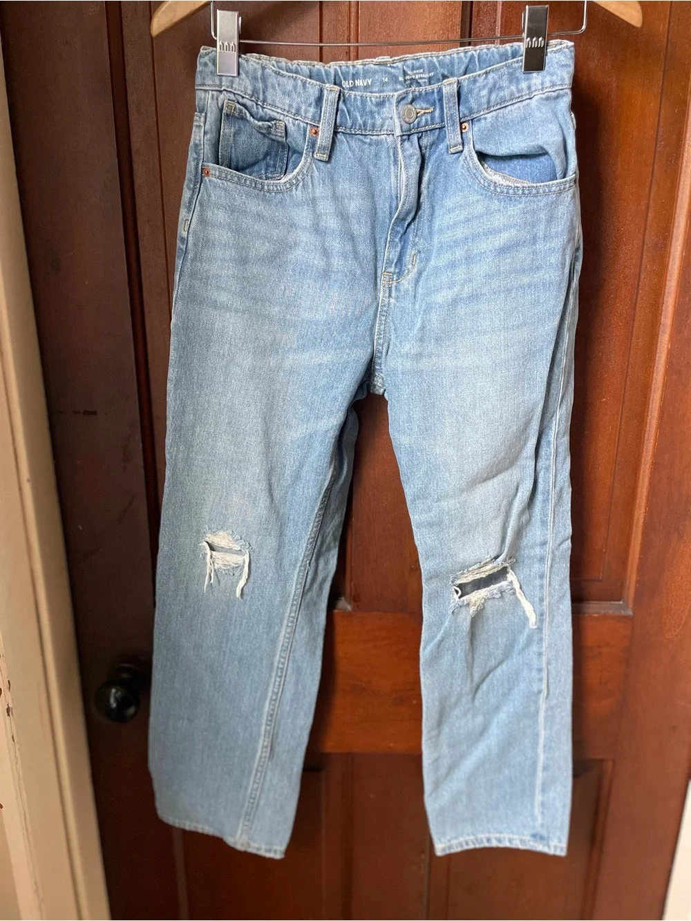 Old Navy girls size 14 high rise slouchy straight jeans